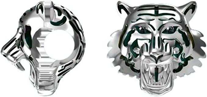 Roaring Tiger Head Sterling Silver Bead Charm - Bolenvi Pandora Disney Chamilia Cartier Tiffany Charm Bead Bracelet Jewelry 