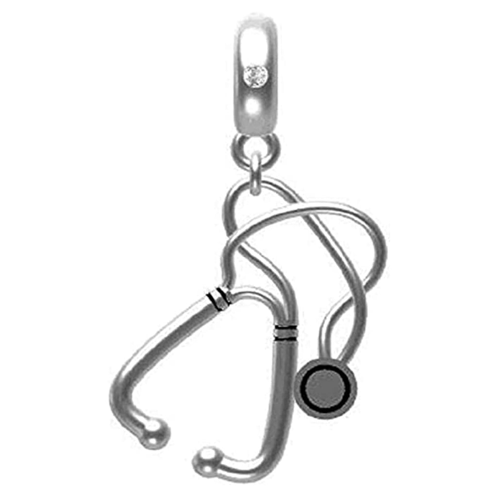 Medical Stethoscope Sterling Silver Dangle Pendant Bead Charm - Bolenvi Pandora Disney Chamilia Cartier Tiffany Charm Bead Bracelet Jewelry 