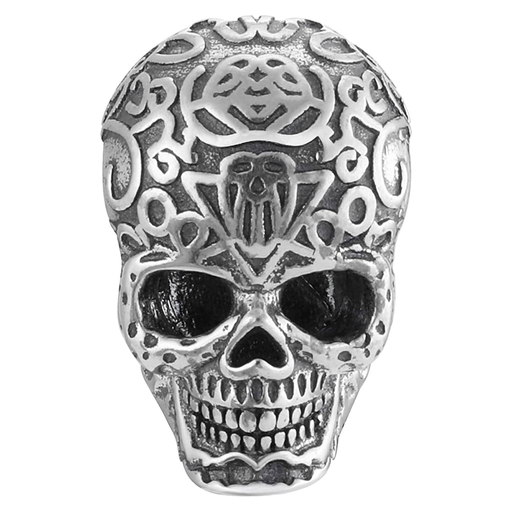 Gothic Skull Sterling Silver Bead Charm - Bolenvi Pandora Disney Chamilia Cartier Tiffany Charm Bead Bracelet Jewelry 