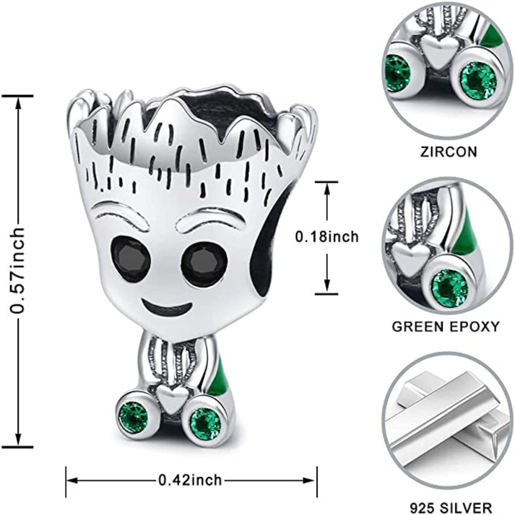 Cute Groot Cartoon Sterling Silver Dangle Pendant Bead Charm - Bolenvi Pandora Disney Chamilia Jewelry 