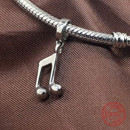 Music Note Sterling Silver Dangle Pendant Bead Charm - Bolenvi Pandora Disney Chamilia Cartier Tiffany Charm Bead Bracelet Jewelry 