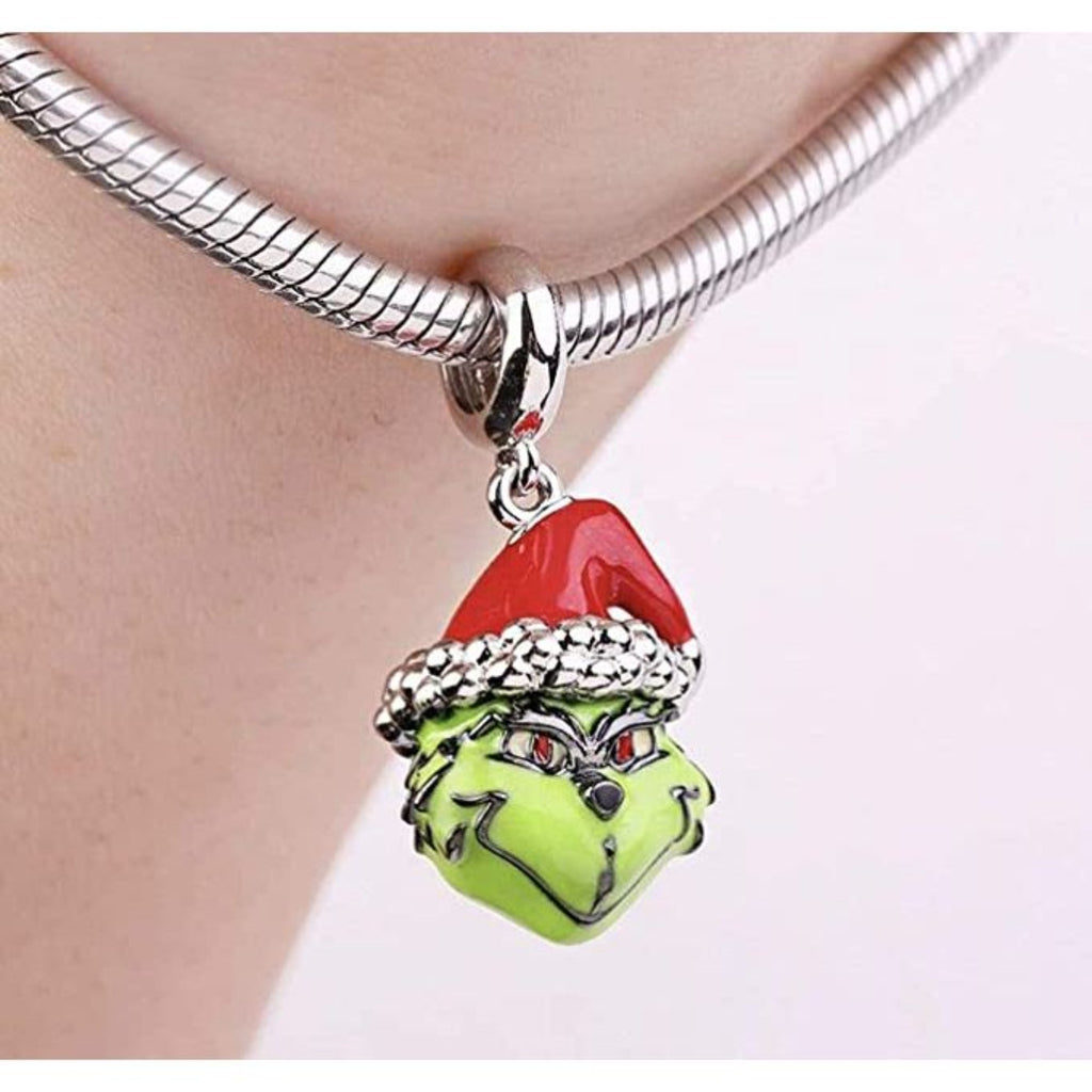 Grinch Stole Christmas Green Red Sterling Silver Dangle Pendant Bead Charm - Bolenvi Pandora Disney Chamilia Jewelry 