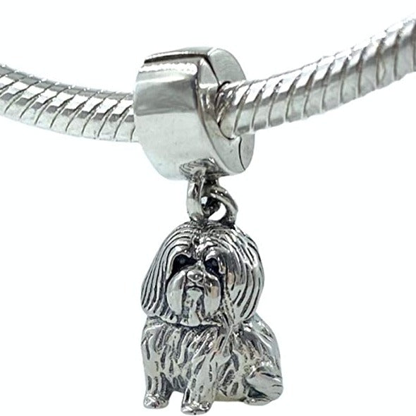 Havanese Maltese Dog Sterling Silver Dangle Pendant Bead Charm - Bolenvi Pandora Disney Chamilia Jewelry 