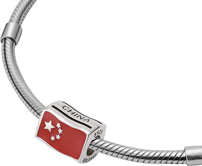 China Flags Travel Country Sterling Silver Dangle Pendant Bead Charm - Bolenvi Pandora Disney Chamilia Jewelry 