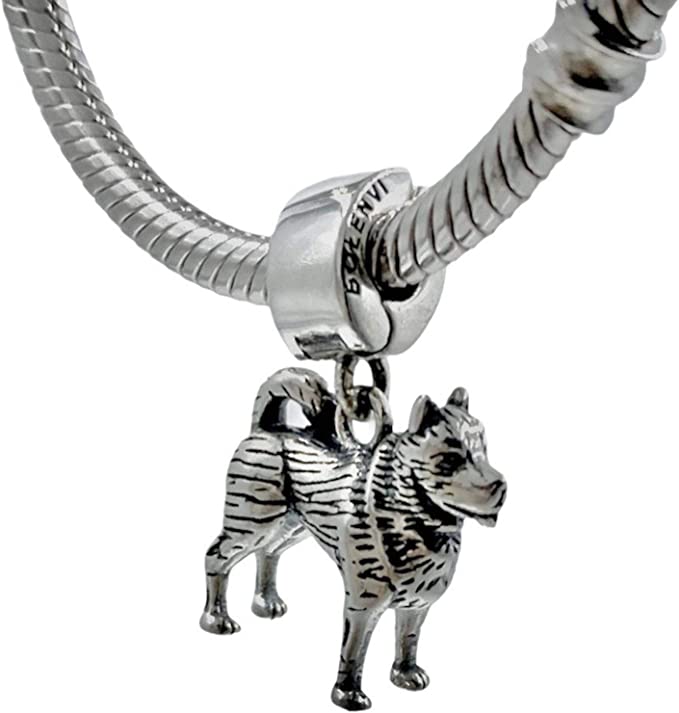 Siberian Husky Dog Sterling Silver Dangle Pendant Bead Charm - Bolenvi Pandora Disney Chamilia Jewelry 
