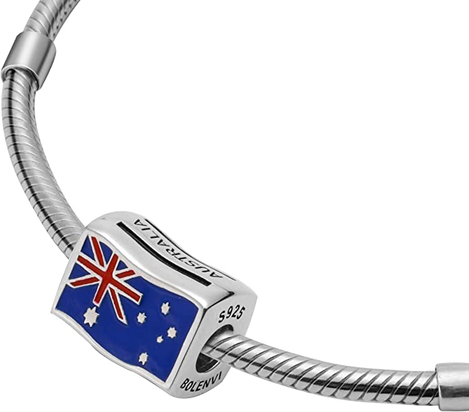 Australia Flags Travel Country Sterling Silver Dangle Pendant Bead Charm - Bolenvi Pandora Disney Chamilia Jewelry 