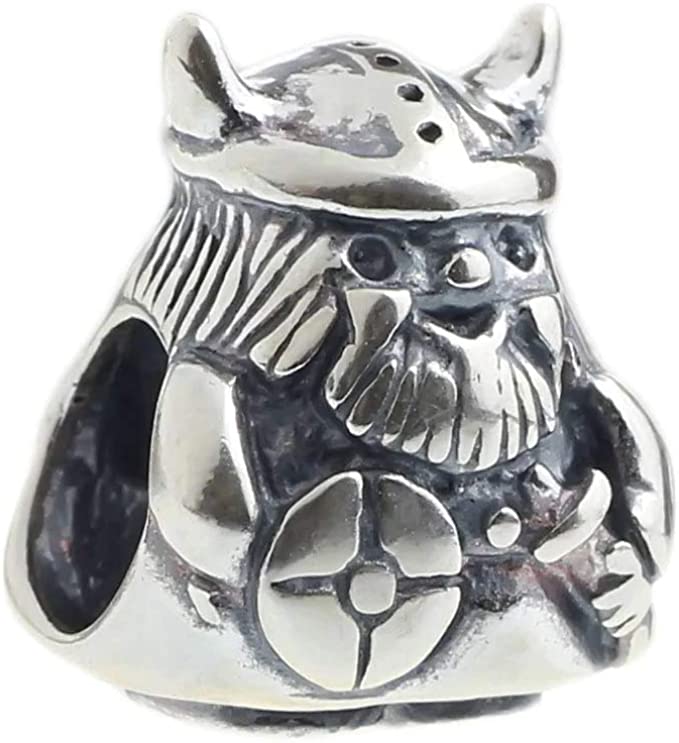 Vikings Warrior Sterling Silver Dangle Pendant Bead Charm - Bolenvi Pandora Disney Chamilia Jewelry 