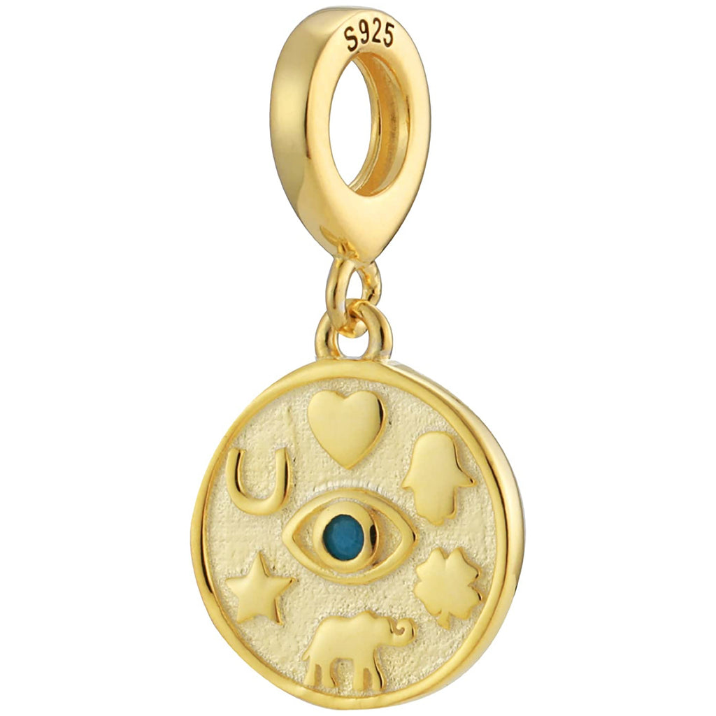 Magical Gold Lucky Amulet Sterling Silver Dangle Pendant Bead Charm - Bolenvi Pandora Disney Chamilia Cartier Tiffany Charm Bead Bracelet Jewelry 