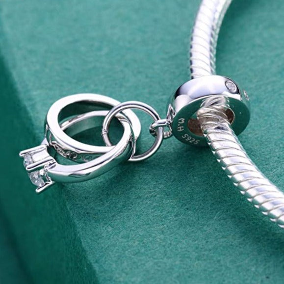 Wedding Engagement Rings Sterling Silver Dangle Pendant Bead Charm - Bolenvi Pandora Disney Chamilia Cartier Tiffany Charm Bead Bracelet Jewelry 