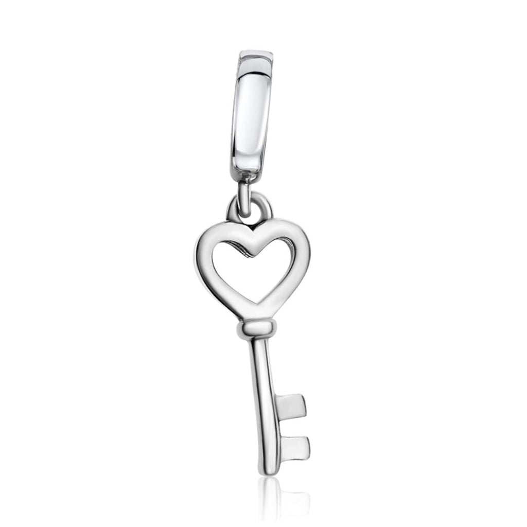 Key To My Heart Sterling Silver Dangle Pendant Bead Charm - Bolenvi Pandora Disney Chamilia Jewelry 