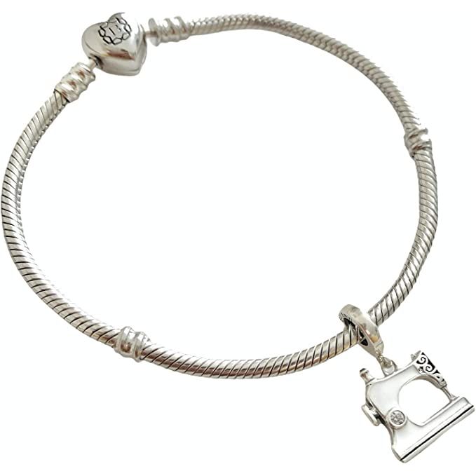 White Sewing Machine Tailor Sterling Silver Dangle Pendant Bead Charm - Bolenvi Pandora Disney Chamilia Jewelry 