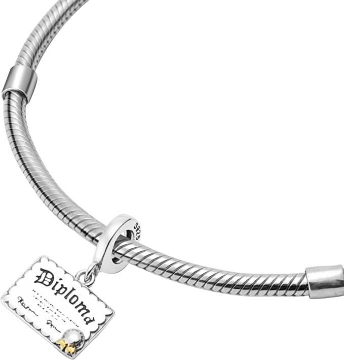 Graduation Diploma Sterling Silver Dangle Pendant Bead Charm - Bolenvi Pandora Disney Chamilia Cartier Tiffany Charm Bead Bracelet Jewelry 