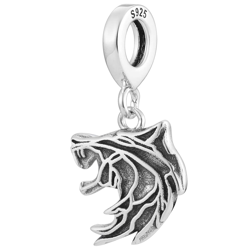 Celtic Wolf Fenrir Viking Sterling Silver Dangle Pendant Bead Charm - Bolenvi Pandora Disney Chamilia Cartier Tiffany Charm Bead Bracelet Jewelry 