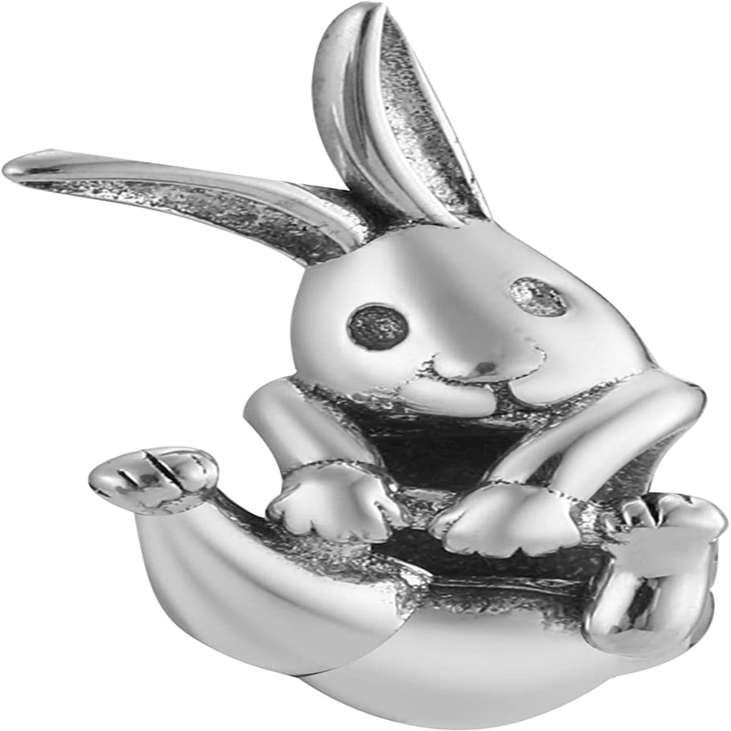 Jack Rabbit Easter Bunny Sterling Silver Bead Charm - Bolenvi Pandora Disney Chamilia Cartier Tiffany Charm Bead Bracelet Jewelry 