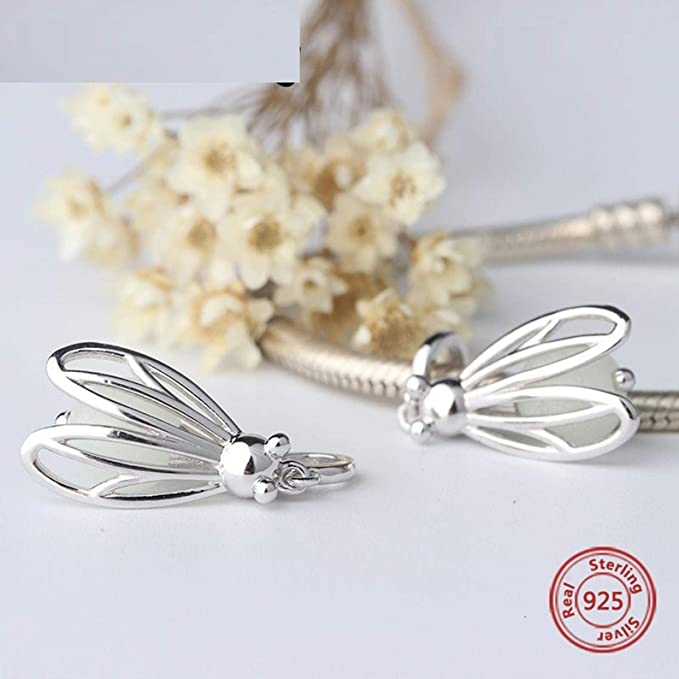 Luminous Firefly Glow in The Dark Sterling Silver Dangle Pendant Bead Charm - Bolenvi Pandora Disney Chamilia Jewelry 