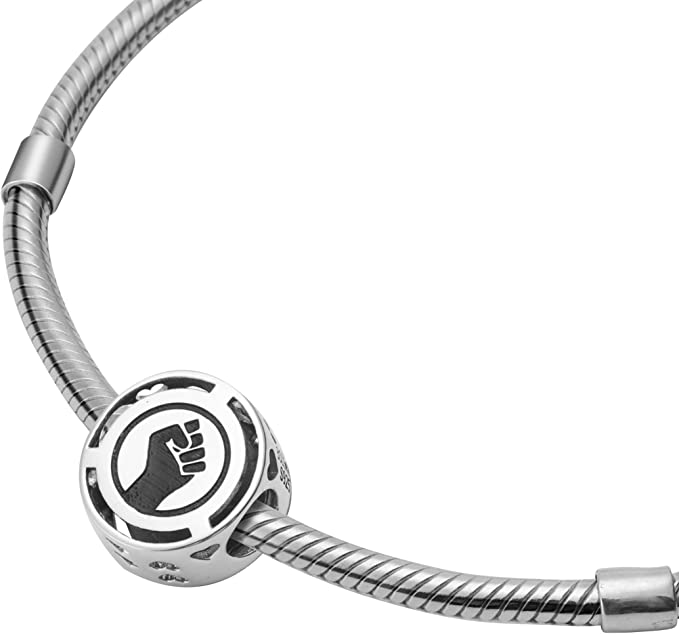 BLM Black Lives Matter Sterling Silver Bead Charm - Bolenvi Pandora Disney Chamilia Cartier Tiffany Charm Bead Bracelet Jewelry 