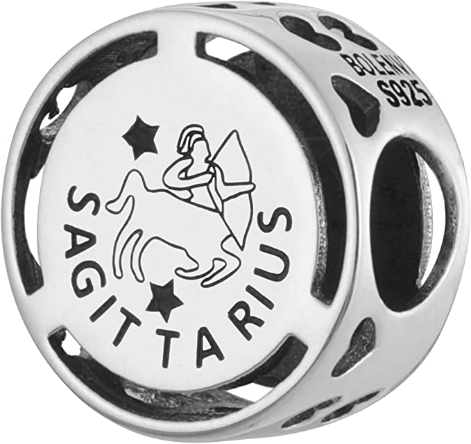 Sagittarius Zodiac Sign Sterling Silver Bead Charm - Bolenvi Pandora Disney Chamilia Cartier Tiffany Charm Bead Bracelet Jewelry 