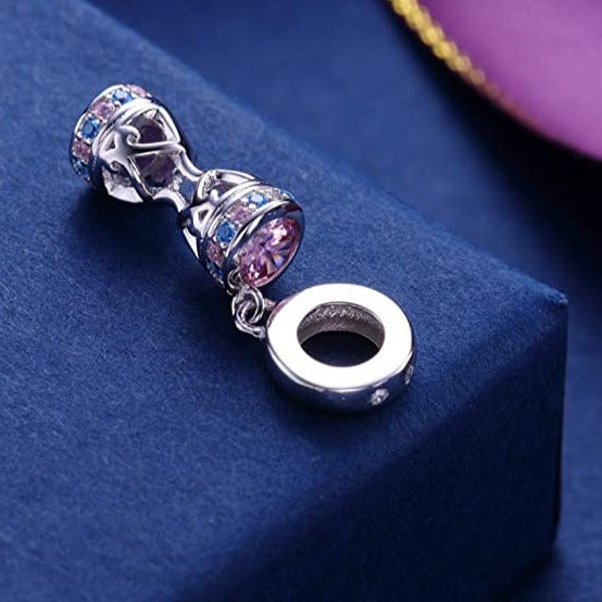 Swarovski Embezzled Hourglass Time Sterling Silver Dangle Pendant Bead Charm - Bolenvi Pandora Disney Chamilia Cartier Tiffany Charm Bead Bracelet Jewelry 