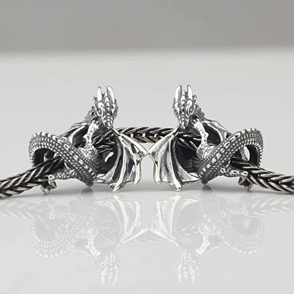 Fairytale Ice Fire Dragon Sterling Silver Bead Charm - Bolenvi Pandora Disney Chamilia Cartier Tiffany Charm Bead Bracelet Jewelry 