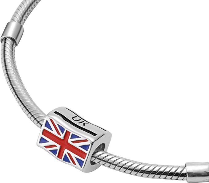 United Kingdom UK Flags Travel Country Sterling Silver Dangle Pendant Bead Charm - Bolenvi Pandora Disney Chamilia Jewelry 