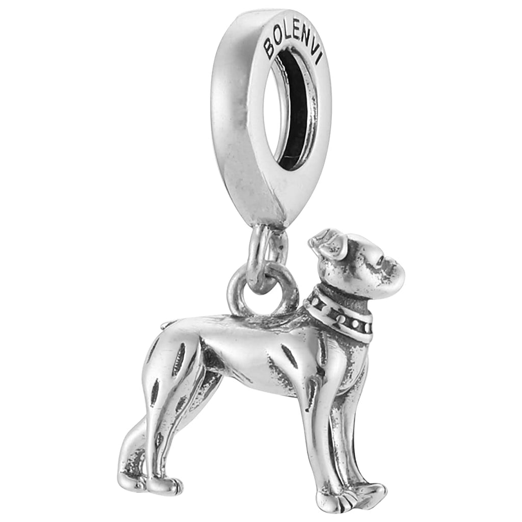 Boxer Mastiff Dog Breed Sterling Silver Dangle Pendant Bead Charm - Bolenvi Pandora Disney Chamilia Jewelry 