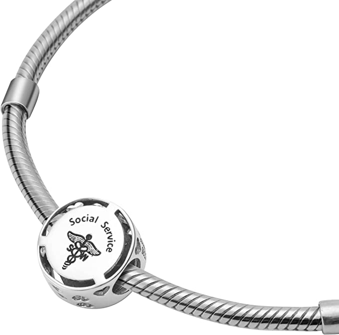 Social Service Worker Job Career Professions Sterling Silver Dangle Pendant Bead Charm - Bolenvi Pandora Disney Chamilia Jewelry 