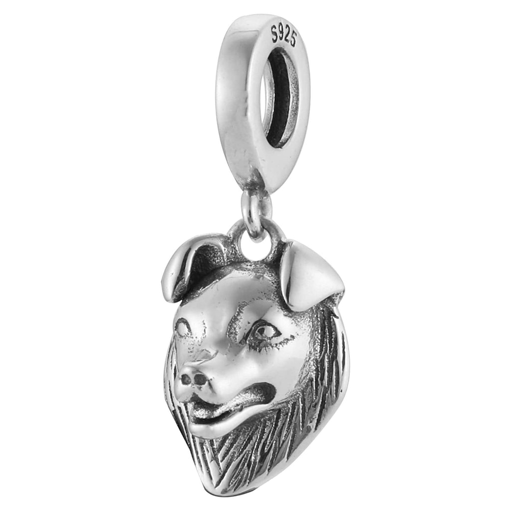 Australian Shepherd Dog Breed Sterling Silver Dangle Pendant Bead Charm - Bolenvi Pandora Disney Chamilia Jewelry 