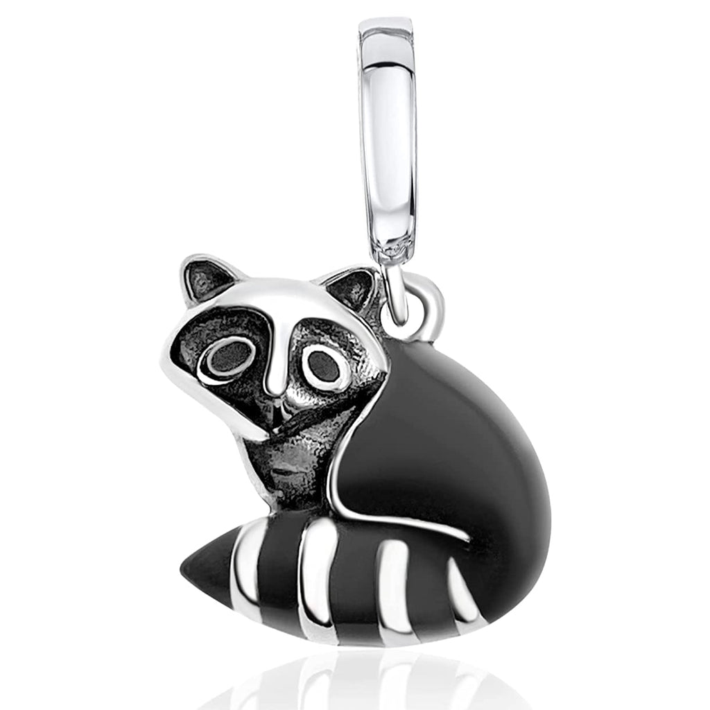 Raccoon Sterling Silver Dangle Pendant Bead Charm - Bolenvi Pandora Disney Chamilia Jewelry 