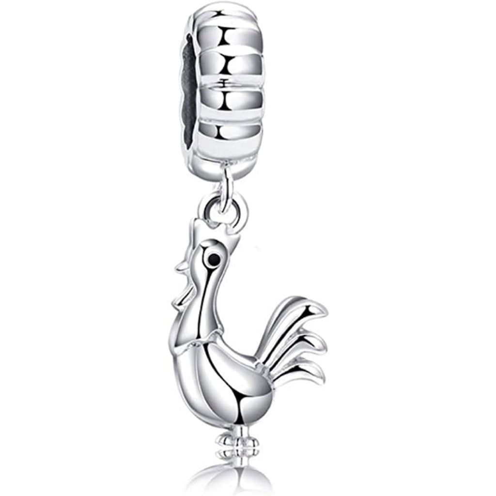 Rooster Sterling Silver Dangle Pendant Bead Charm - Bolenvi Pandora Disney Chamilia Cartier Tiffany Charm Bead Bracelet Jewelry 