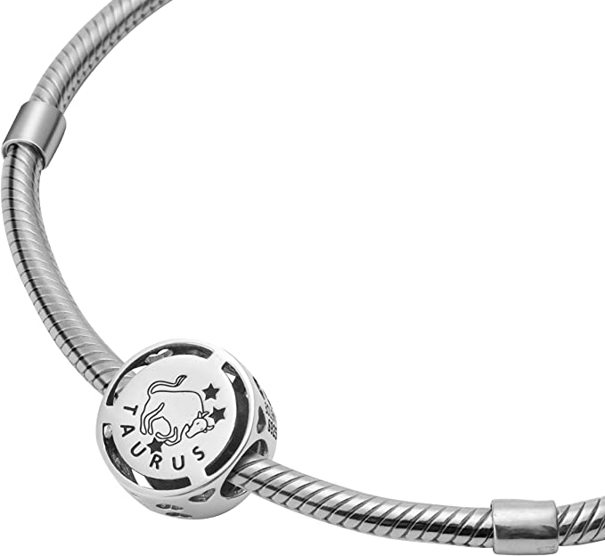 Taurus Zodiac Sign Sterling Silver Bead Charm - Bolenvi Pandora Disney Chamilia Cartier Tiffany Charm Bead Bracelet Jewelry 