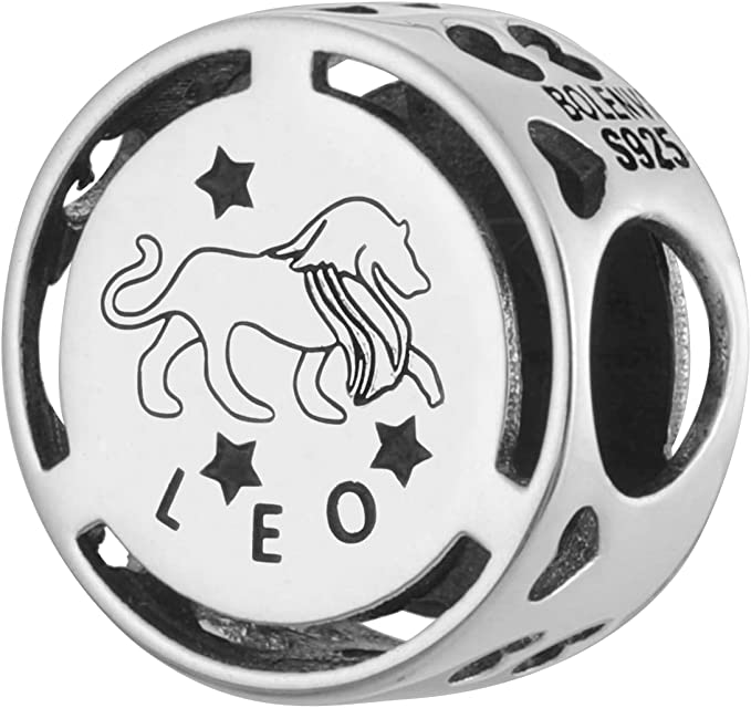 Leo Zodiac Sign Sterling Silver Bead Charm - Bolenvi Pandora Disney Chamilia Cartier Tiffany Charm Bead Bracelet Jewelry 