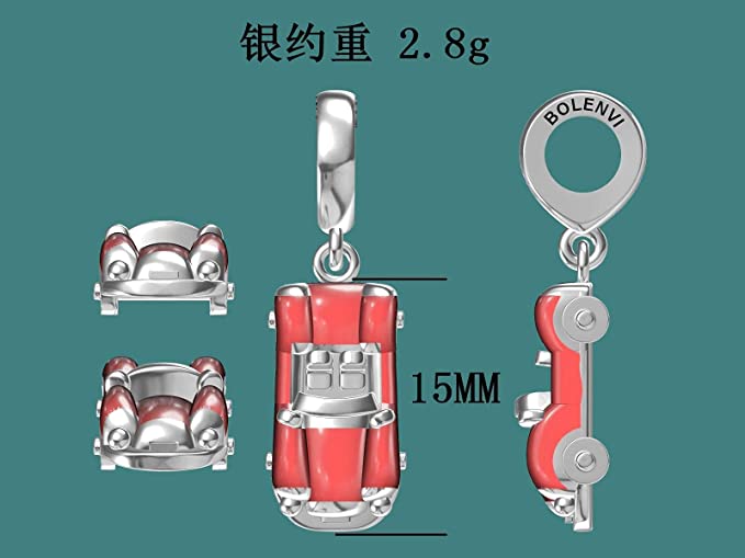 Sports Car Red Ferrari Sterling Silver Dangle Pendant Bead Charm - Bolenvi Pandora Disney Chamilia Cartier Tiffany Charm Bead Bracelet Jewelry 