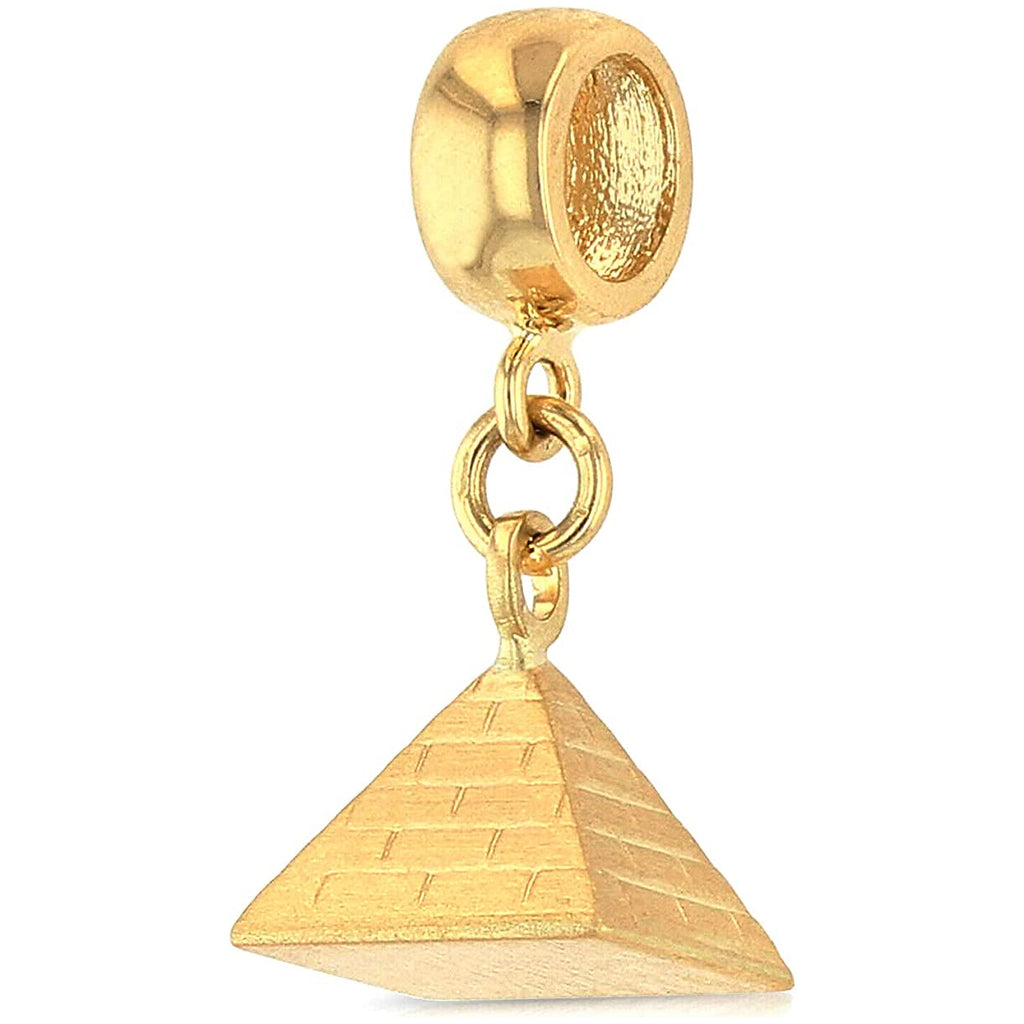 Gold Pyramid Egypt Sterling Silver Dangle Pendant Bead Charm - Bolenvi Pandora Disney Chamilia Cartier Tiffany Charm Bead Bracelet Jewelry 