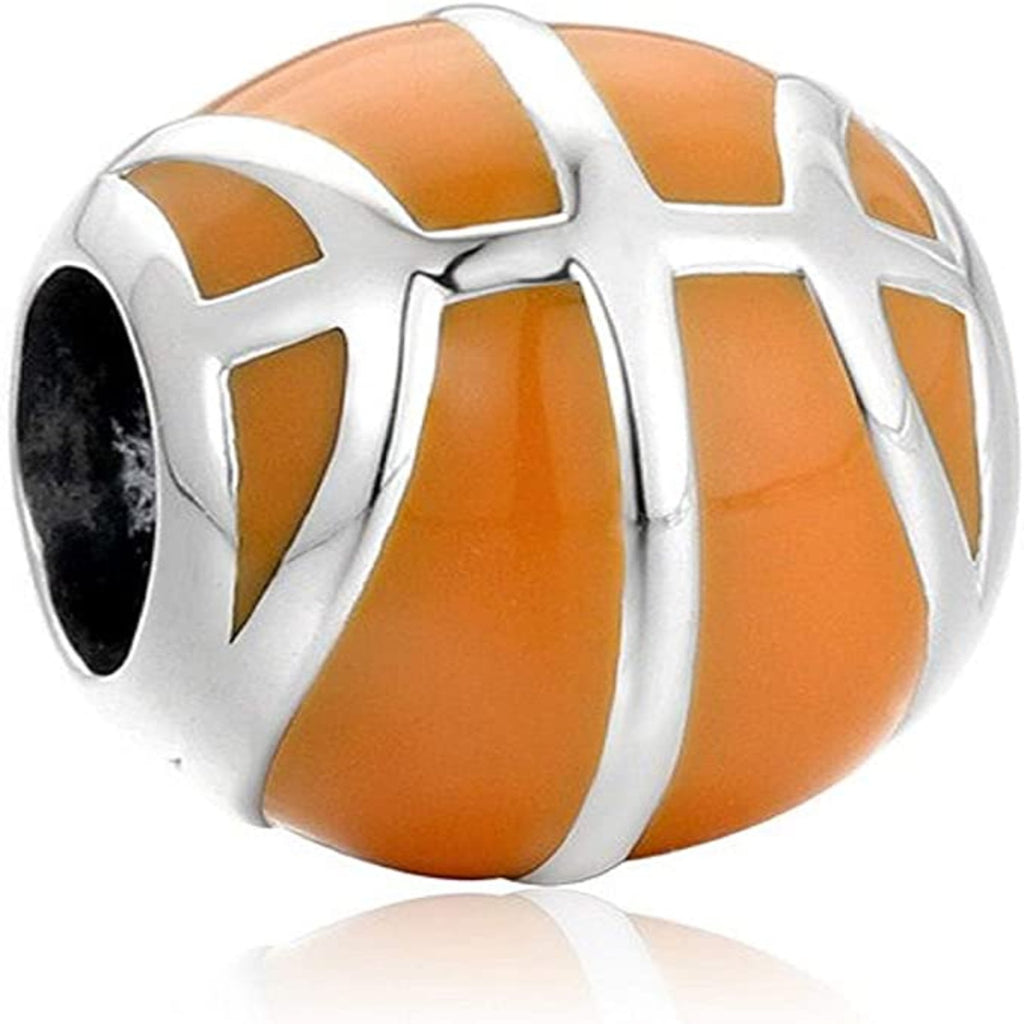 Lifelike Basketball Sterling Silver Bead Charm - Bolenvi Pandora Disney Chamilia Cartier Tiffany Charm Bead Bracelet Jewelry 