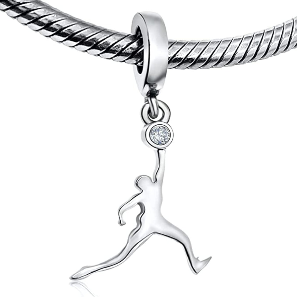 Basketball Slam Dunk Sports Collector Sterling Silver Dangle Pendant Bead Charm - Bolenvi Pandora Disney Chamilia Cartier Tiffany Charm Bead Bracelet Jewelry 