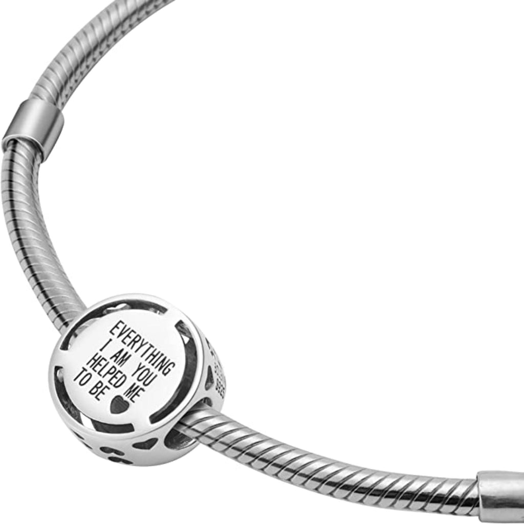 Everything I Am, You Helped Me To Be Sterling Silver Bead Charm - Bolenvi Pandora Disney Chamilia Cartier Tiffany Charm Bead Bracelet Jewelry 