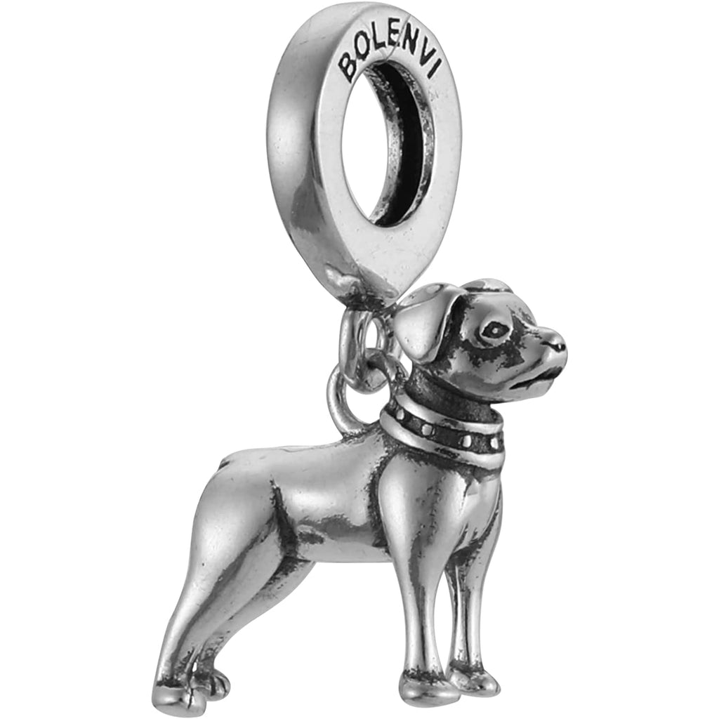 Rottweiler Dog Breed Sterling Silver Dangle Pendant Bead Charm - Bolenvi Pandora Disney Chamilia Cartier Tiffany Charm Bead Bracelet Jewelry 