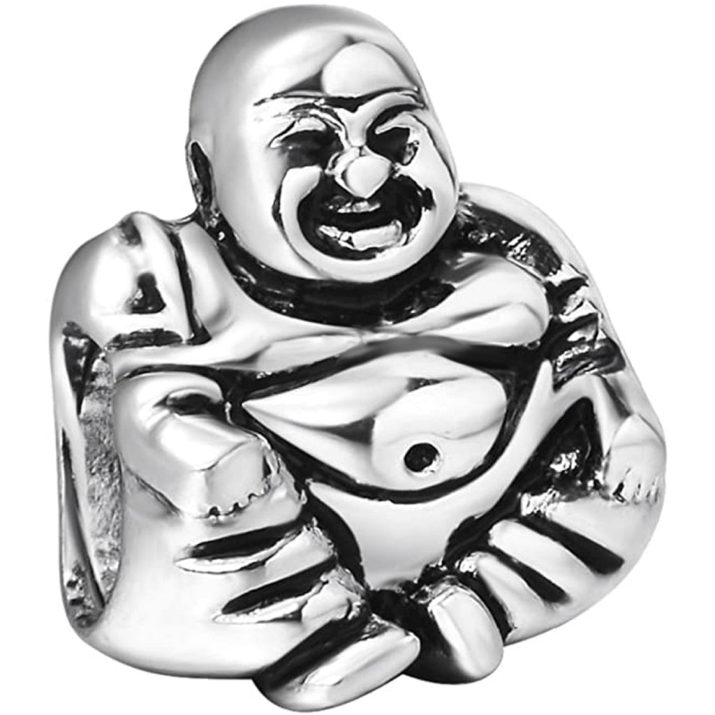 Happy Buddha Sterling Silver Bead Charm - Bolenvi Pandora Disney Chamilia Cartier Tiffany Charm Bead Bracelet Jewelry 