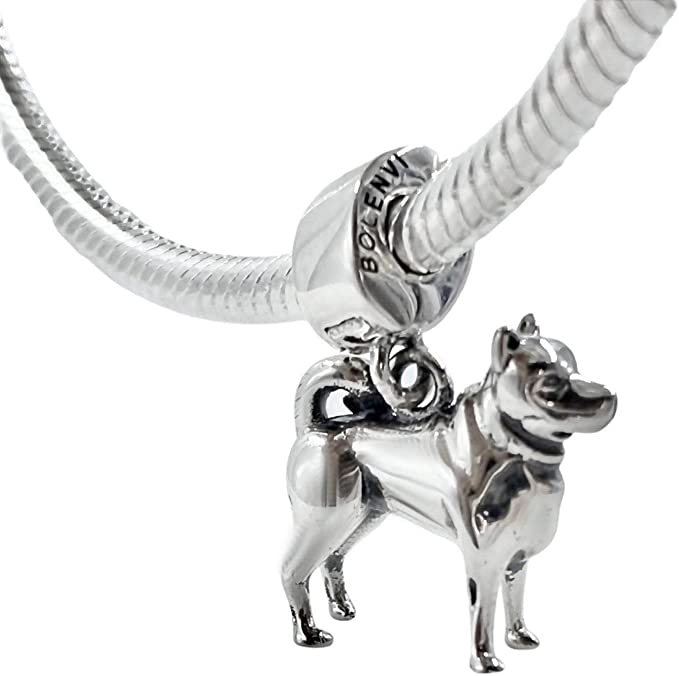 Shiba Inu Shibainu Dog Sterling Silver Dangle Pendant Bead Charm - Bolenvi Pandora Disney Chamilia Jewelry 