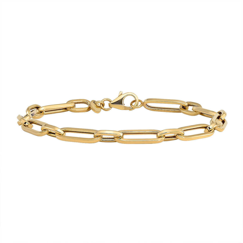 Yellow Gold Paperclip Link Charm Bracelet - Bolenvi Pandora Disney Chamilia Cartier Tiffany Charm Bead Bracelet Jewelry 