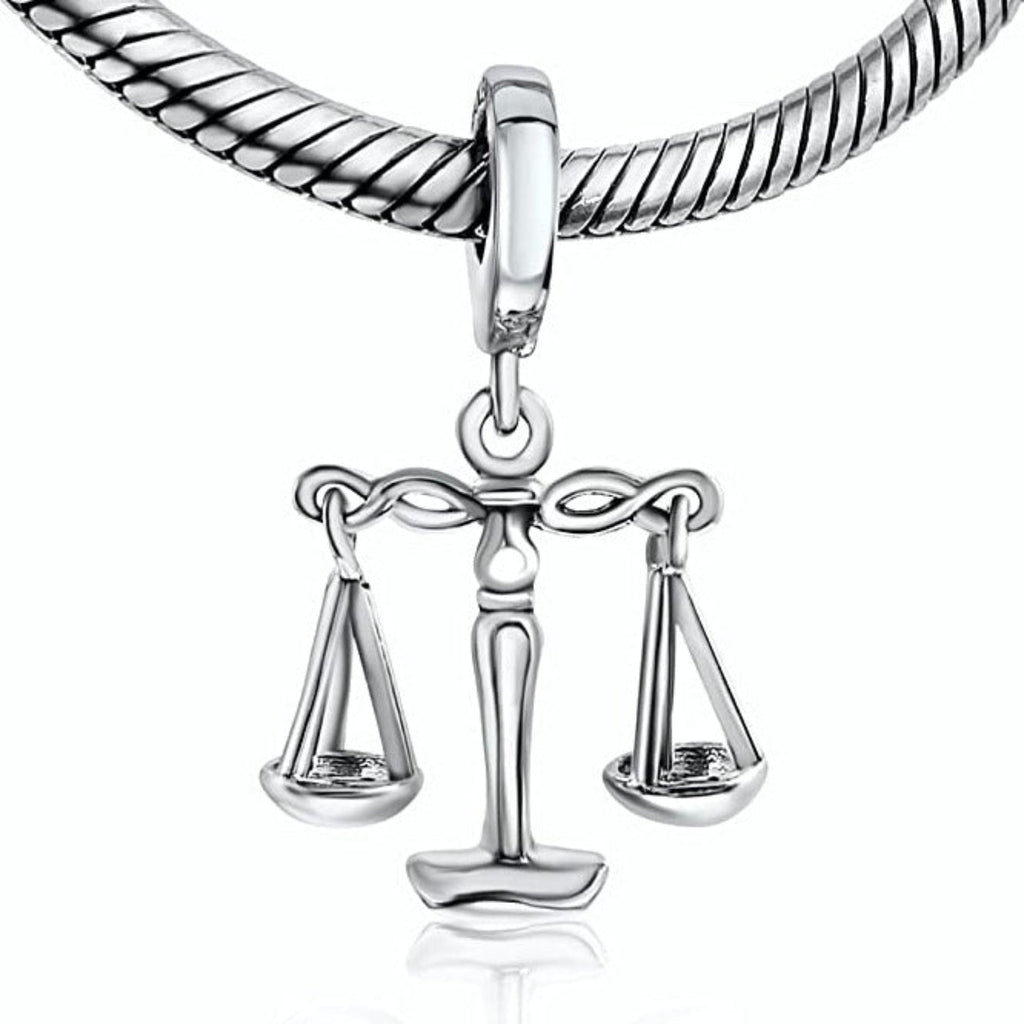 Justice Scale Lawyer Libra Sterling Silver Dangle Pendant Bead Charm - Bolenvi Pandora Disney Chamilia Jewelry 