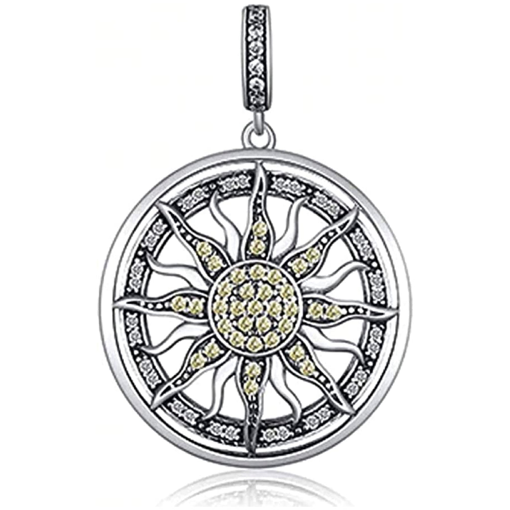 Golden Sun Celestial Amulet Sterling Silver Dangle Pendant Bead Charm - Bolenvi Pandora Disney Chamilia Cartier Tiffany Charm Bead Bracelet Jewelry 