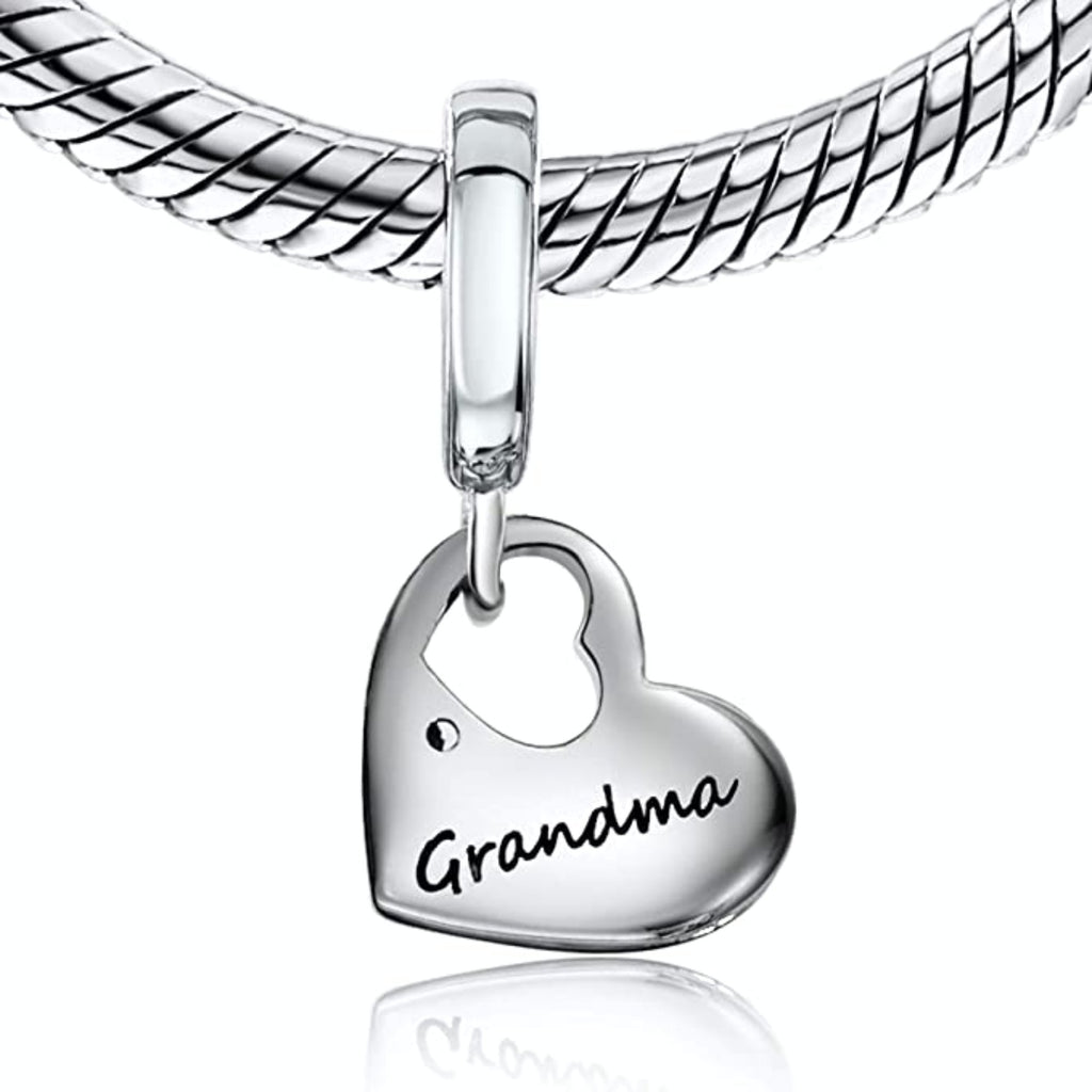 Grandma Love Family Heart Sterling Silver Dangle Pendant Bead Charm - Bolenvi Pandora Disney Chamilia Jewelry 