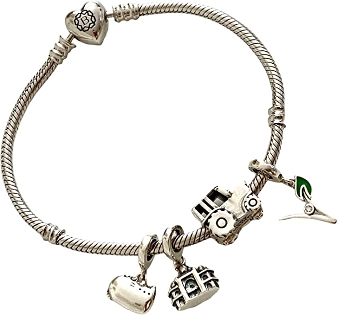 Farm Tractor Sterling Silver Bead Charm - Bolenvi Pandora Disney Chamilia Cartier Tiffany Charm Bead Bracelet Jewelry 