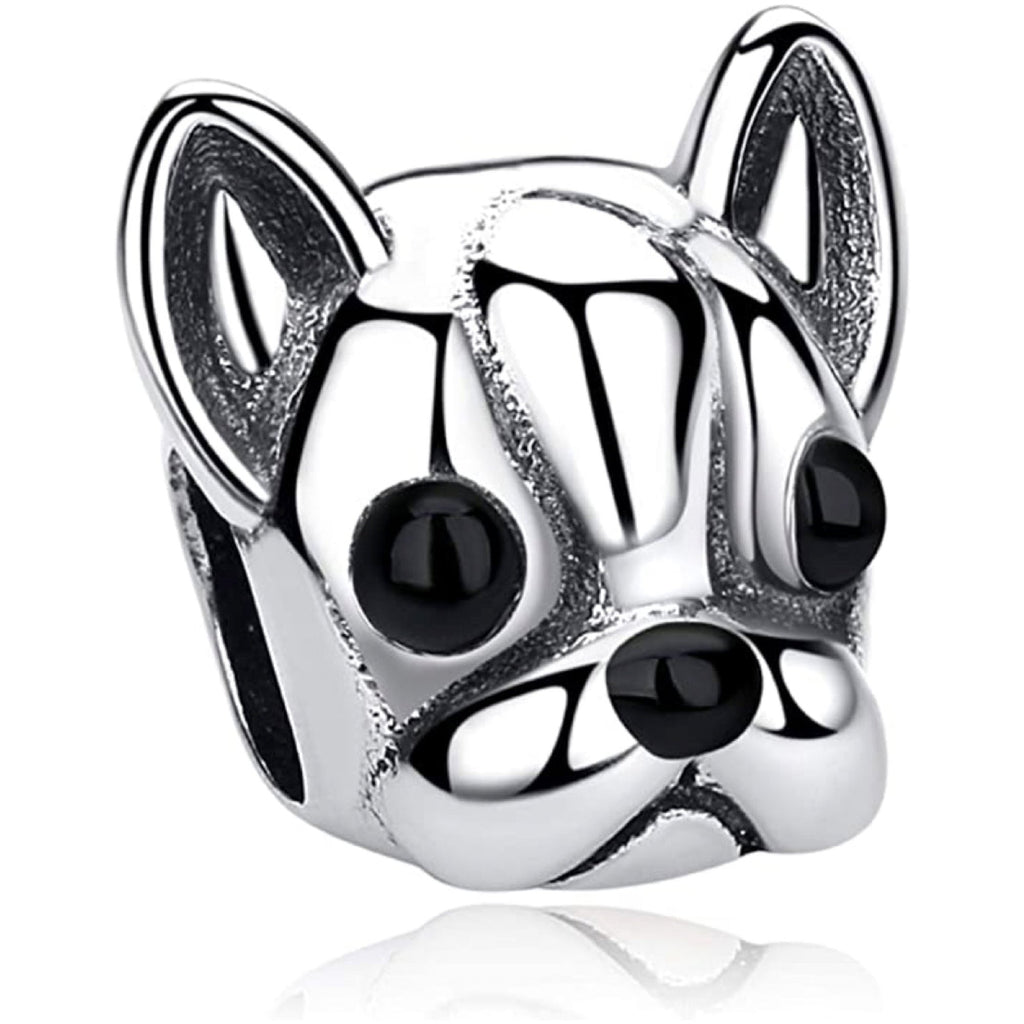 Boston Terrier Bulldog Sterling Silver Bead Charm - Bolenvi Pandora Disney Chamilia Cartier Tiffany Charm Bead Bracelet Jewelry 