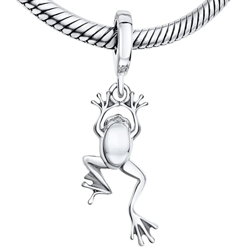Jumping Frog Sterling Silver Dangle Pendant Bead Charm - Bolenvi Pandora Disney Chamilia Cartier Tiffany Charm Bead Bracelet Jewelry 