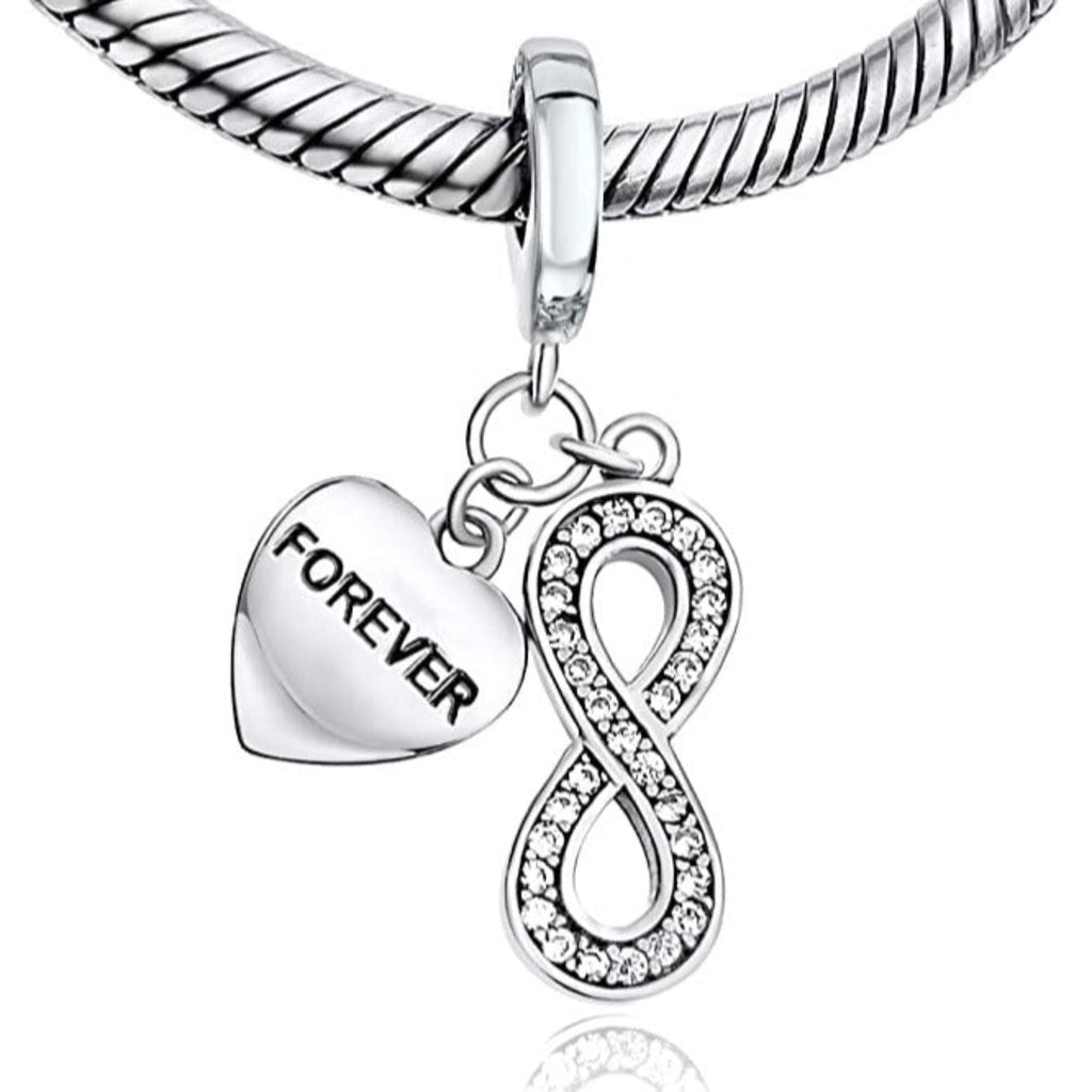 Forever Infinity Lovers Couple Sterling Silver Dangle Pendant Bead Charm - Bolenvi Pandora Disney Chamilia Jewelry 