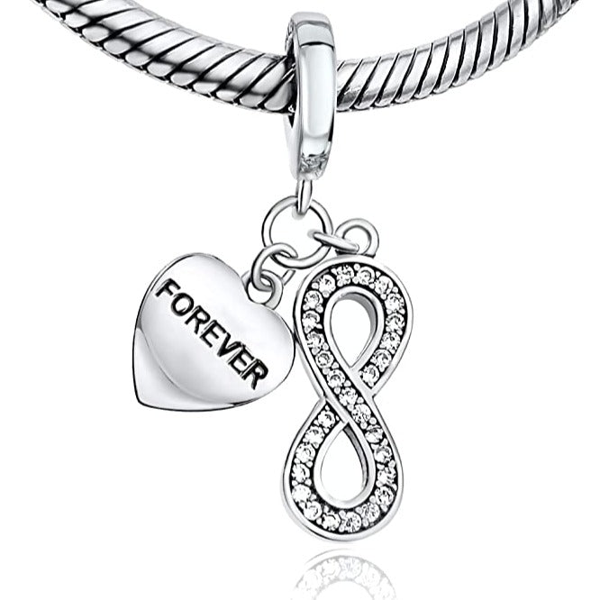 Forever Infinity Lovers Couple Sterling Silver Dangle Pendant Bead Charm - Bolenvi Pandora Disney Chamilia Jewelry 