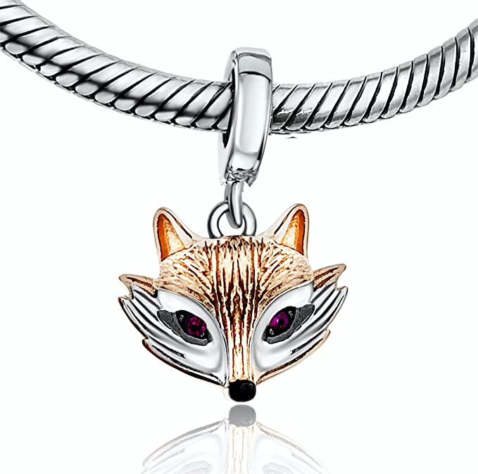 Red Fox Sterling Silver Dangle Pendant Bead Charm - Bolenvi Pandora Disney Chamilia Cartier Tiffany Charm Bead Bracelet Jewelry 