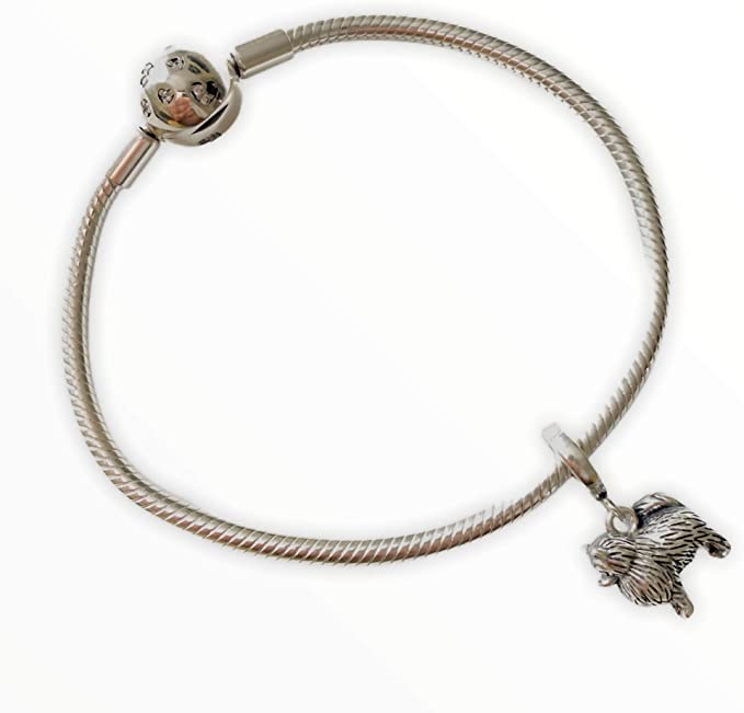 Pomeranian Dog Sterling Silver Dangle Pendant Bead Charm - Bolenvi Pandora Disney Chamilia Cartier Tiffany Charm Bead Bracelet Jewelry 